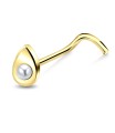 Pear Pearl Silver Curved Nose Stud NSKB-202p 